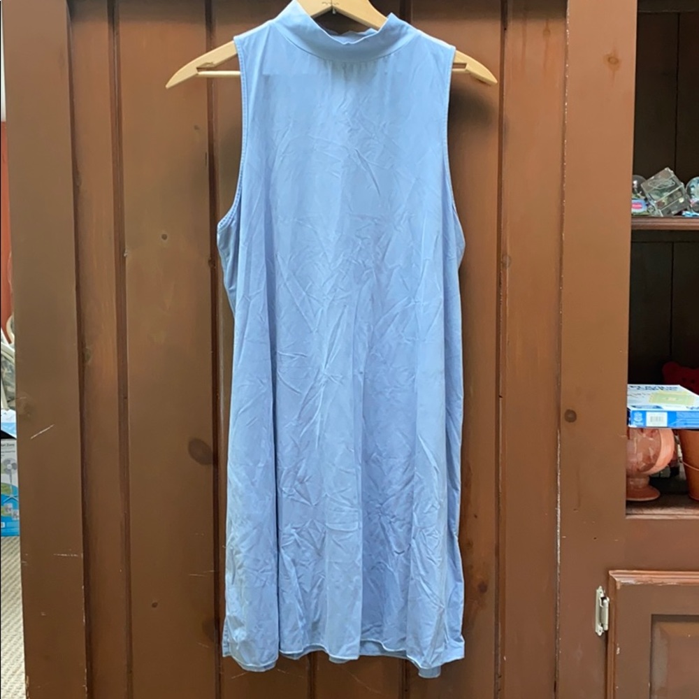 Light blue velvet feel dress with faux turtle neck